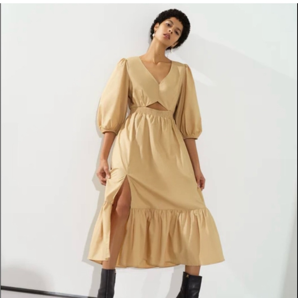 French Connection Rhodes Poplin Cut Out Midi Dress